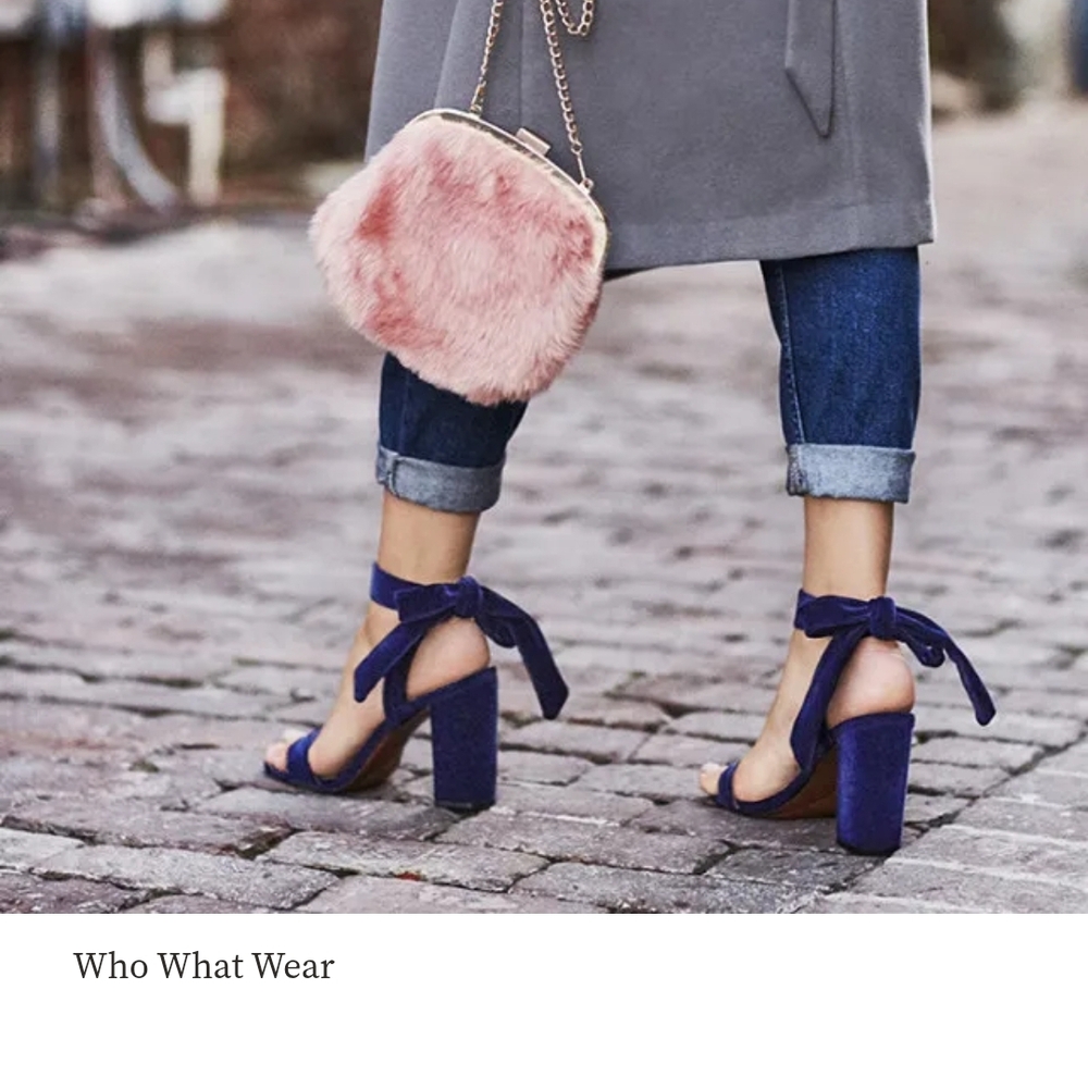 Who What Wear Navy Velvet Heels